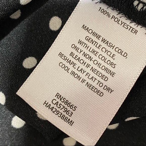 NWT Nordstrom Halogen V-neck Long Sleeve Polka Dot Black Ivory Petite Dot Blouse - Picture 11 of 11